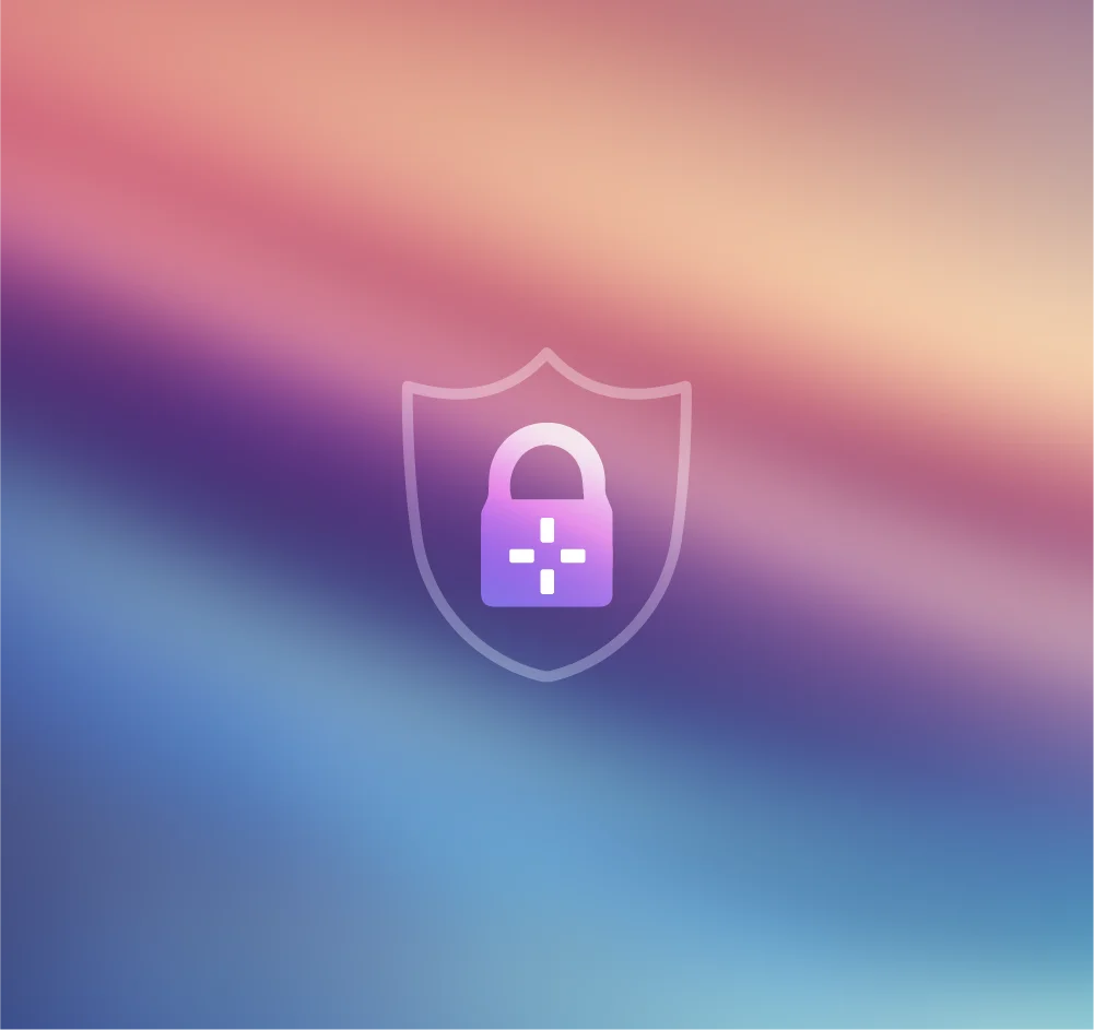 Shield Padlock Icon on Blue Orange Gradient Background